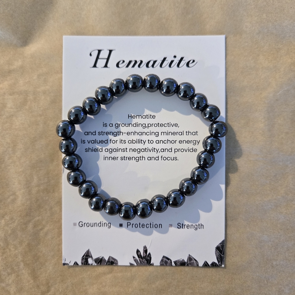 Natural Stone Hematite Bracelet Men Women Handmade Giftable